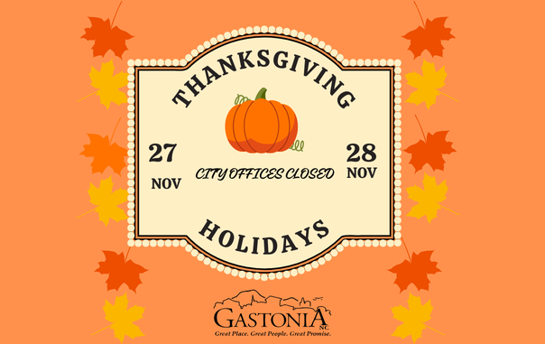 City of Gastonia Thanksgiving Day Holiday Schedule and Affected Services